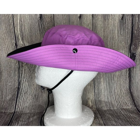 Sun Shade Wide Brim Women's OS Purple Gray Adjustable Ponytail Hole Bucket Hat - Picture 7 of 7